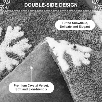 King Size Christmas Duvet Cover Set with Christmas Tree Jacquard Fluffy Bedding - Grey, 3 Pieces