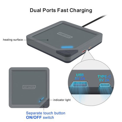 Coffee Mug Warmer Set: Coffee Warmer for Desk Auto Shut Off Candle Warmer Plate Electric Beverage Coffee Cup Warmer Heated Coffee Mug for Coffee,Tea, Milk Up to 131°F/55°C (Grey)