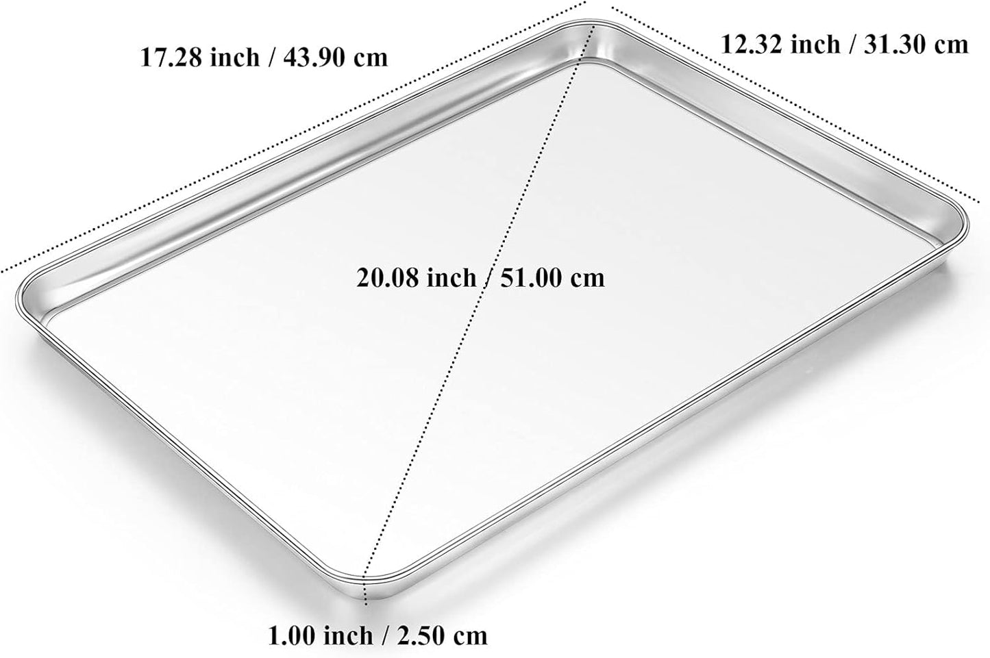Yododo Baking Sheet Set - Stainless Steel Cookie Sheets with Cooling Racks | 4-Piece Set, 17½ Inch