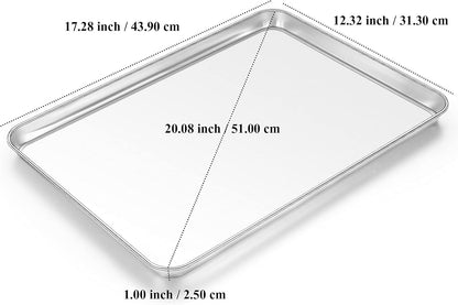 Yododo Baking Sheet Set - Stainless Steel Cookie Sheets with Cooling Racks | 4-Piece Set, 17½ Inch