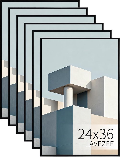 Lavezee 24x36 Poster Frames - Lightweight 6-Pack for Displaying Photos & Artwork on Walls