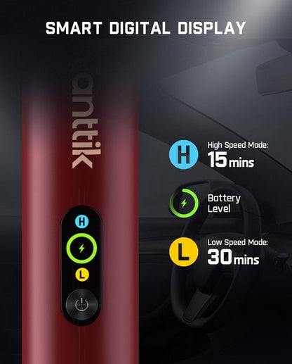 Fanttik Slim V10 APEX Cordless Car Vacuum - 4-in-1 Mini Handheld with 19kPa Suction Power | Smart Digital Display, 2 Modes (Red)