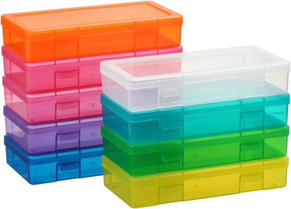 Novelinks Plastic Storage Bins - Mini Clear Organizing Containers with Lids | 9 Pack Medium Size