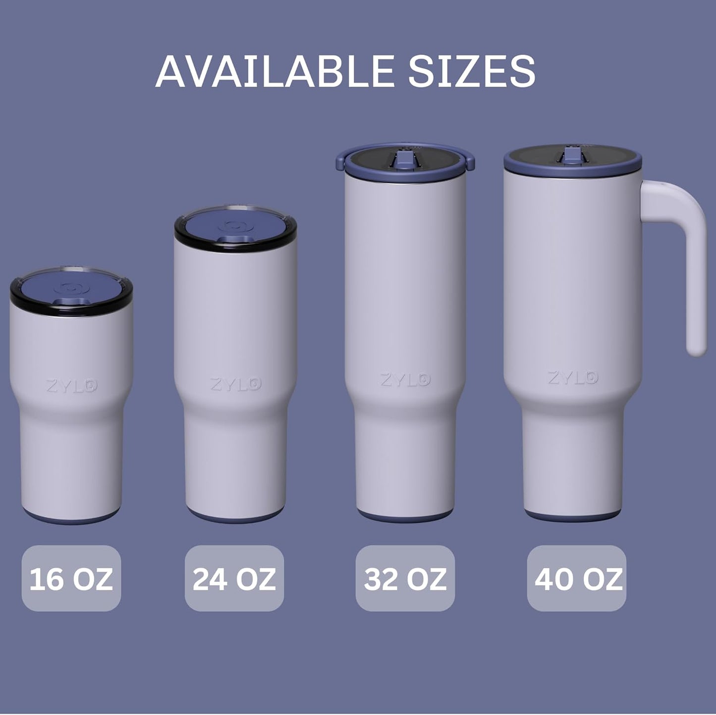 Zylo 32oz Stainless Steel Water Bottle - Insulated Tumbler with Leak-Proof Lid & Straw | BPA-Free, 12hr Hot/24hr Cold - Lavender Fields