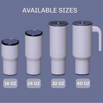 Zylo 32oz Stainless Steel Water Bottle - Insulated Tumbler with Leak-Proof Lid & Straw | BPA-Free, 12hr Hot/24hr Cold - Lavender Fields