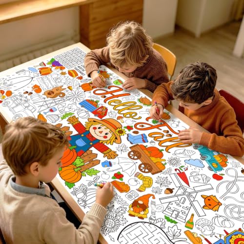 Fall Coloring Poster/Table Cover - 71 x 31.5 Inches Fall