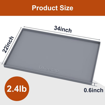 Ukeetap Extra Thick Silicone Mat - Waterproof Under Sink Mat | 34" x 22" for Kitchen & Bathroom Protection - Gray