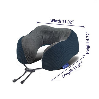 napfun Neck Pillow for Travel with Travel Pouch, Sleep Mask & Earplugs, Memory Foam Airplane Pillow for Headrest Sleep with Eyeshades, Plane Essentials with Eye Blindfold, Black Striped Kit