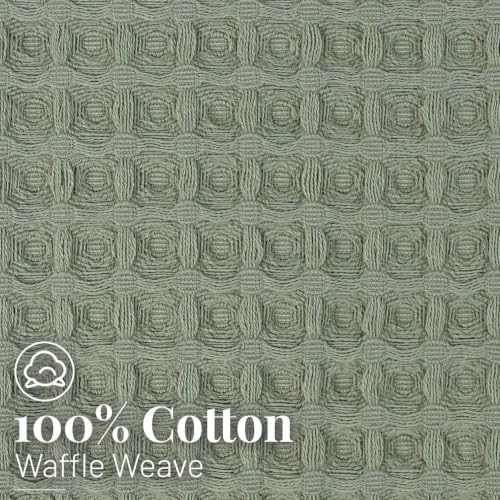 Sage Green Waffle Hand Towels - Cotton, Quick Dry & Low Lint, 2 Pack