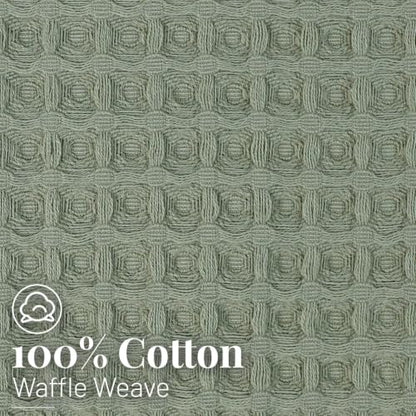 Sage Green Waffle Hand Towels - Cotton, Quick Dry & Low Lint, 2 Pack