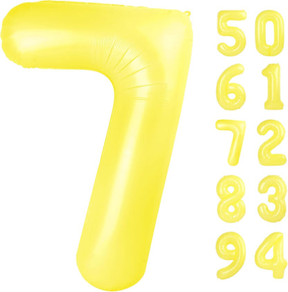 Yellow 7 Balloon - 40 Inch Number Balloon for 7th Birthday Decorations | Perfect for Girls and Women