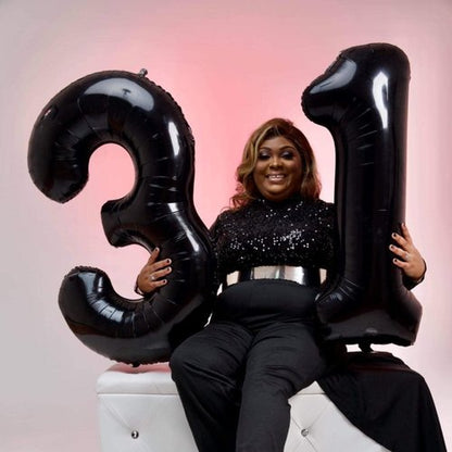 Black Foil Balloon Number 1 by [Brand Name] - Giant Self-Inflating 40-Inch Helium Balloon for 1st Birthday & Celebrations