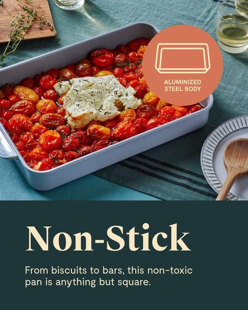 Caraway Non-Stick Ceramic 9”x13” Rectangle Pan - Naturally Slick & Non-Toxic - Ideal for Brownies & Lasagnas - White