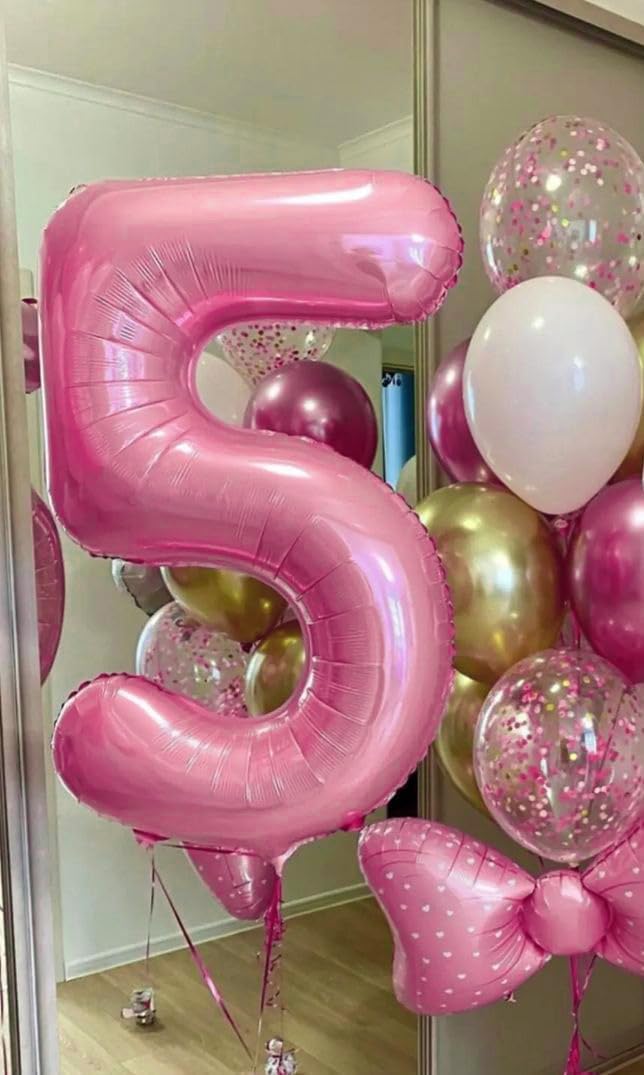 Pearlescent Pink Number 10 Balloons - 40 Inch 10th Birthday Decorations for Girls