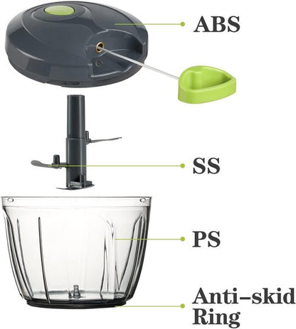 Cambom Manual Food Chopper - BPA-Free Vegetable Cutter for Onions, Fruits & Nuts | 650ml Gray
