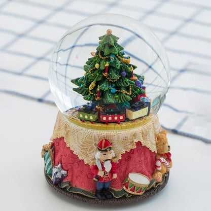 LOVE FOR YOU Nutcracker Christmas Tree Music Box - Colorful Light Xmas Train Snow Globe for Kids & Women