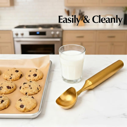 Skiennix Heavy-Duty Ice Cream Scoop - 4.5 oz Durable Stainless Steel, Corrosion-Resistant, Gold Finish