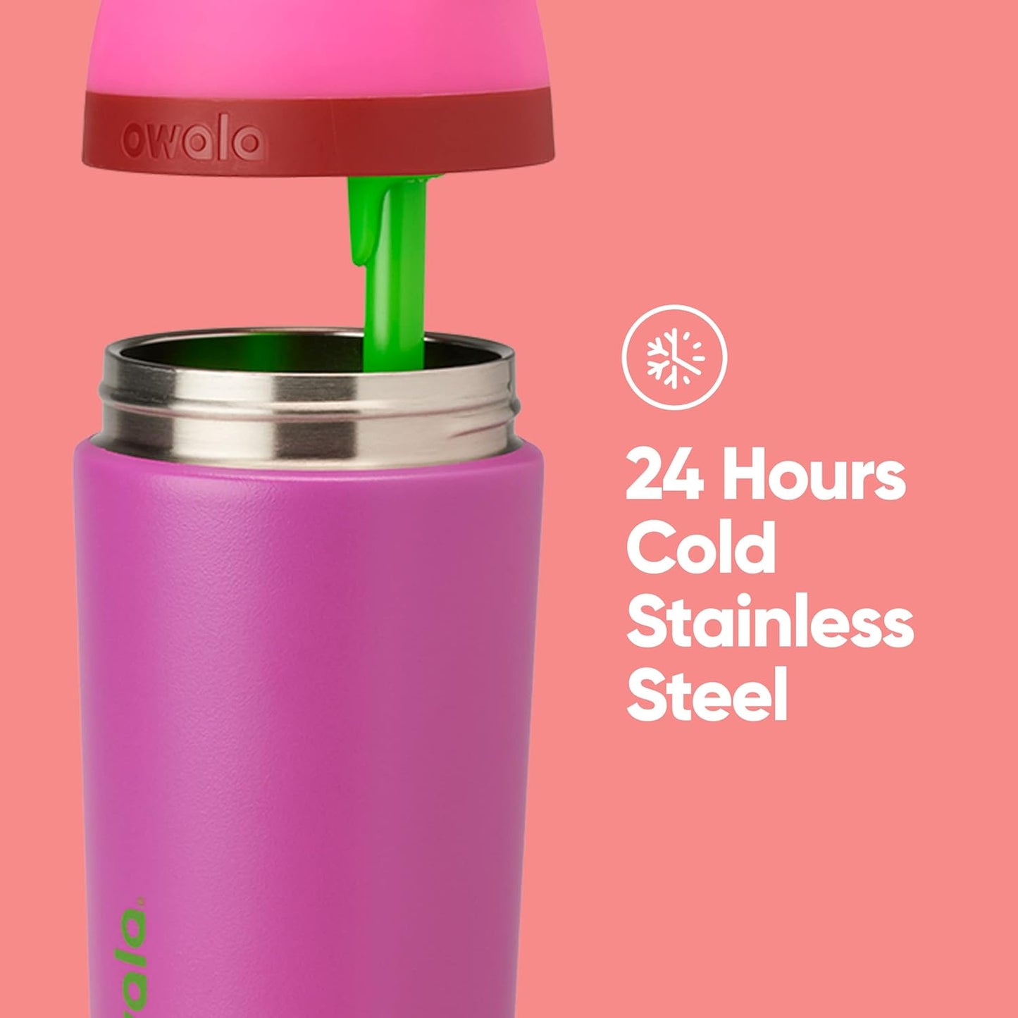 Owala Kids Water Bottle - Insulated Stainless Steel with Straw & Locking Lid | 14-Ounce, Pink/Purple