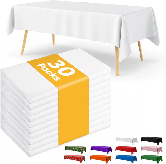 Niuara Disposable Tablecloths - Waterproof 54" × 108" Rectangle Covers | 30 Pack for Parties & Gatherings