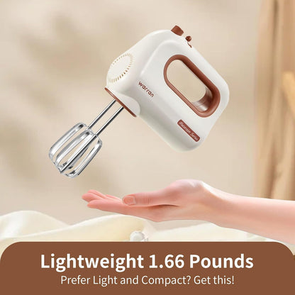 Skiennix 300W Electric Hand Mixer - Powerful Quiet DC Motor for Baking & Cake Making | Compact White Design