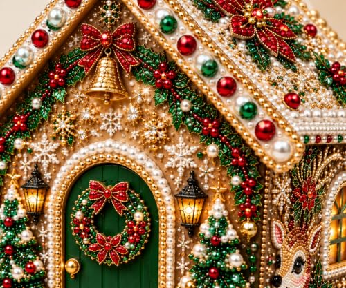 DIY 3D Christmas Pearl House Art Kit - Handmade Holiday Village Decoration B
