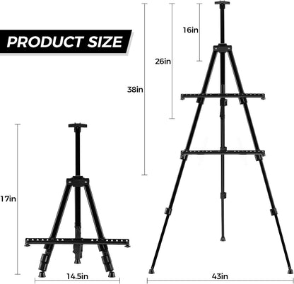 Regine Switzerland Adjustable Art Easel - 66 Inch Folding Aluminum Stand for Painting & Display