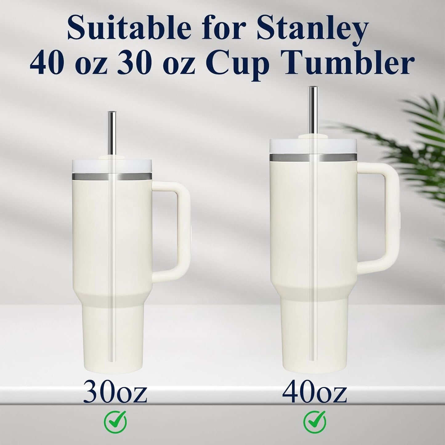 Skiennix Stainless Steel Straws - 6 Pack Reusable Straws with Cleaning Brushes for Stanley Tumblers