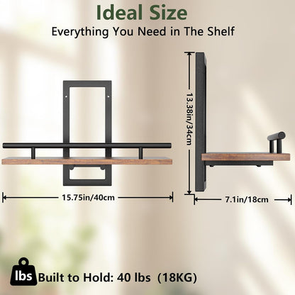 Sbosbo Floating Wall Shelves - Rustic Brown Set of 2 for Plants & Decor | Easy to Mount 15.8 Inch