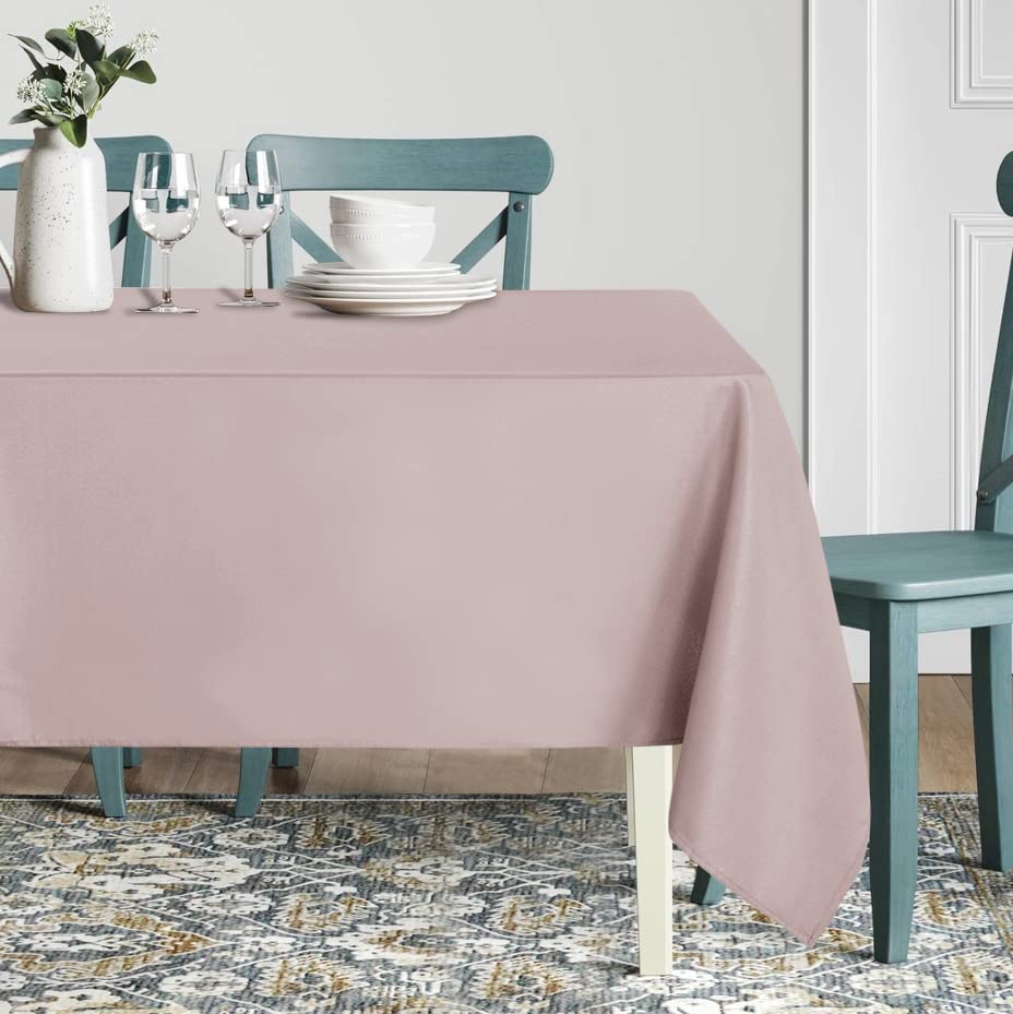 sancua Square Tablecloth - 54 x 54 Inch - Stain and Wrinkle Resistant Washable Polyester Table Cloth, Decorative Fabric Table Cover for Dining Table, Buffet Parties and Camping, Blush