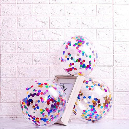 Bezente Rainbow Confetti Balloons - 60 Pack of 12-Inch Helium Balloons for Party Decorations