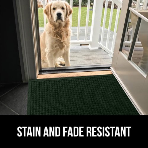 GORILLA GRIP® Ultra Absorbent Front Door Mat Outside Entrance, Traps Dirt, HydroABSORB Doormat Holds Up to 1.7 Cups Water, Stain and Fade Resistant Welcome Mat, Outdoor Entry Rug, 29x17, Green