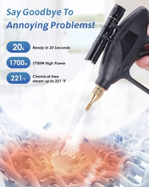 High Pressure Steam Cleaner - 1700W Handheld Steamer for Grout & Tile Cleaning | Portable Car Washer