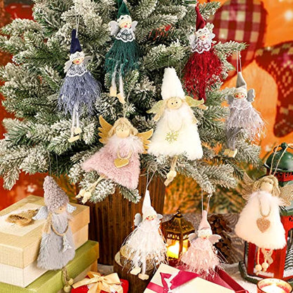 20Pcs Christmas Angel Ornaments Plush Doll Holiday Tree Decorations - Pink & White