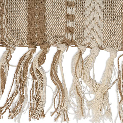 Braided Cotton Table Runner with Fringe - 15x108 in, Stone
