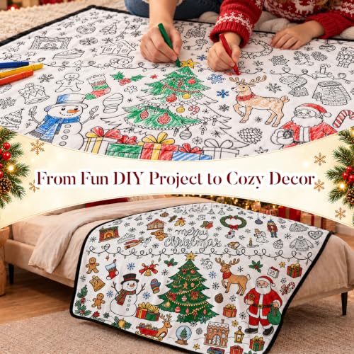 Christmas Coloring Sherpa Fleece Throw Blanket 40 x 60 Inches - Variation: Christmas Tree