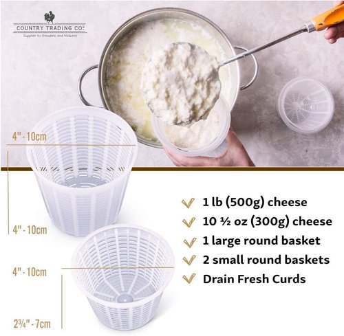 Cheesemaking Molds - Italian Ricotta Cheese Draining Baskets for Home Cheese Making