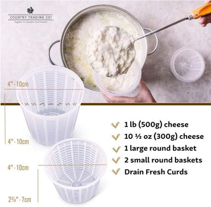 Cheesemaking Molds - Italian Ricotta Cheese Draining Baskets for Home Cheese Making