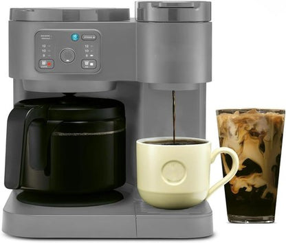 K-Duo Essentials Coffee Maker - Versatile Hot & Iced Drinks | 72 oz Reservoir, Gray Finish