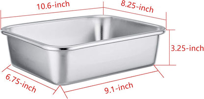 TeamFar Rectangular Cake Pan - Stainless Steel Brownie & Lasagna Baking Dish | 8"x10"x3", Rust-Free & Easy Clean