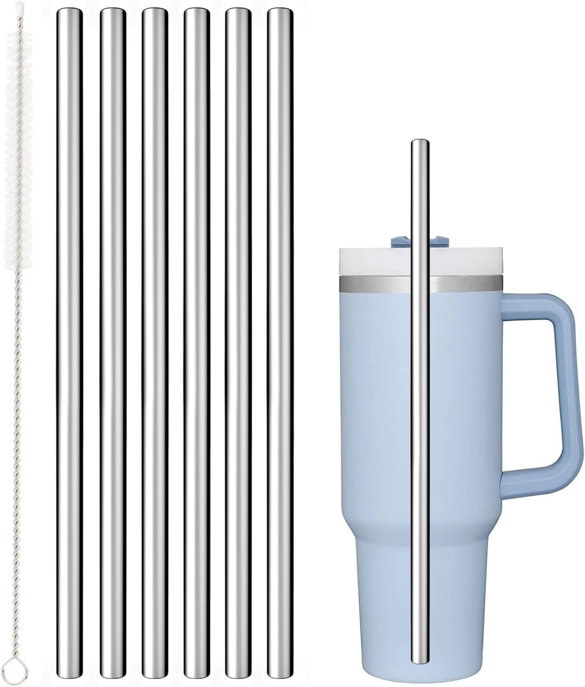 Stanley Replacement Straws - 6 Pack Reusable Straws with Cleaning Brush for 40 oz & 30 oz Tumblers