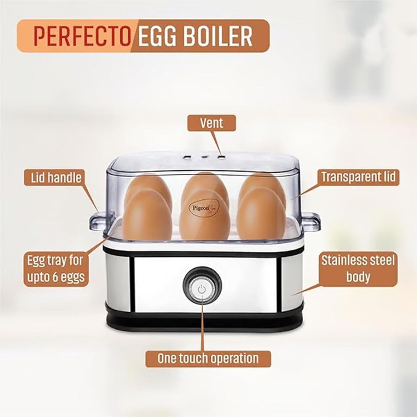 Sunny Side Master Egg Cooker - 6 Egg Capacity Electric Egg Maker | Soft, Medium, Hard Boiled, Poacher, Stainless Steel, BPA Free