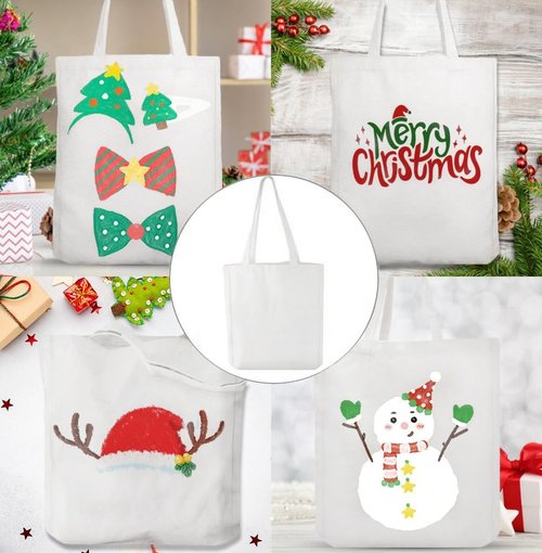 Faylapa Heavy-Duty Canvas Tote Bags - Reusable Grocery Bags for DIY & Painting | 12.2"x14.2" Size