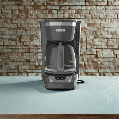BLACK+DECKER™ 12-Cup Programmable Coffeemaker - Sleek Gray Design for Effortless Brewing