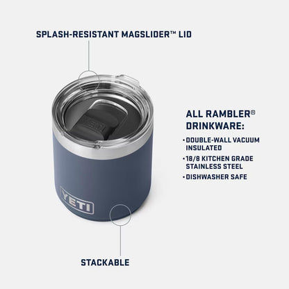 YETI Rambler 10 oz Stackable Lowball 2.0, Vacuum Insulated, Stainless Steel with MagSlider Lid, Navy