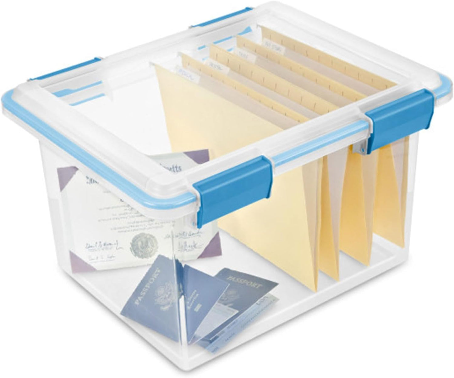 Sterilite 4-Pack Gasket Box | Weather-Resistant Storage Bins with Latching Lids - 32 Quart Heavy-Duty Organizers