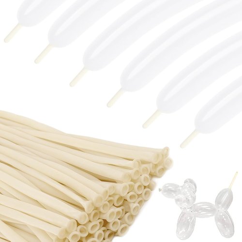 260 Clear Long Balloons by [Brand Name] - Perfect for Balloon Arches & Animal Twisting | 100Pcs Skinny Stretchy Tie Balloons