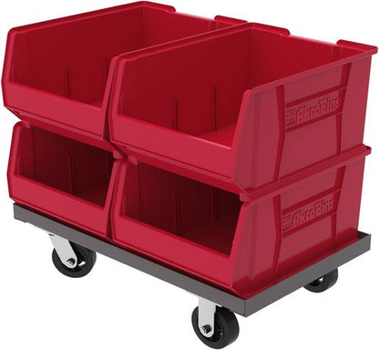 Akro-Mils Super-Size Plastic Storage Bins - Space-Saving Stackable Design, 24" L x 18" W x 12" H, Red | 1-Pack