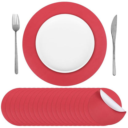 Light Red 120 Pcs Round Disposable Paper Placemats - 12 Inch Party Tableware