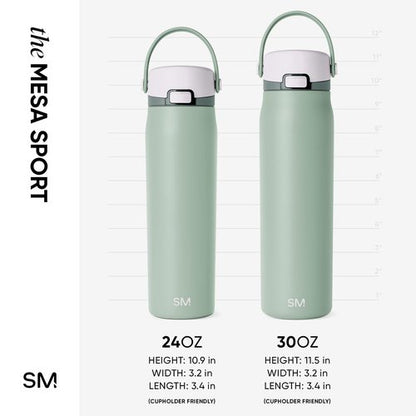 Simple Modern Mesa Sport Water Bottle with Covered Chug Lid | 24oz Cup Holder Friendly Insulated Stainless Steel Bottle for Gym, Sports and Travel | Willow