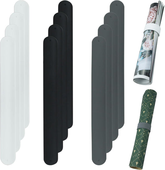 REDANHA Wrapping Paper Holder - 12 Silicone-Covered Metal Strips for Gift Storage & Organization